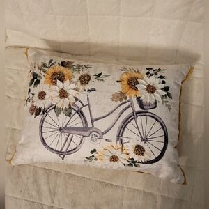 Rachel Ashwell Trow Pillow removable cover with 3D Bicycle Flower The farmhouse